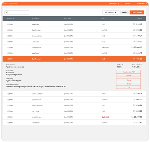 Keep track of invoices